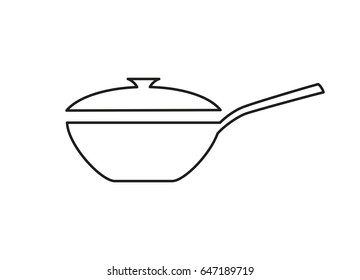 Wok frying pan icon on white background. Vector illustration.  