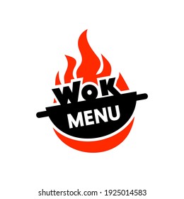 Wok Bratpfanne Ikone. Vektorgrafik.
Wok asian Food Logo für thailändisches oder chinesisches Restaurant.