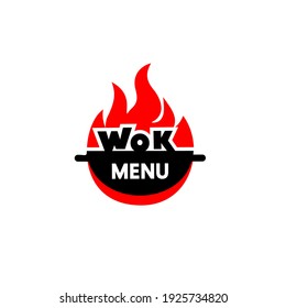 Wok Frying Pan Icon. Vector Illustration.Wok, Asian Food, Logo For Thai Or Chinese Restaurant.