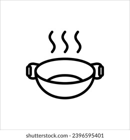 Wok frying pan icon. Vector illustration on white background.