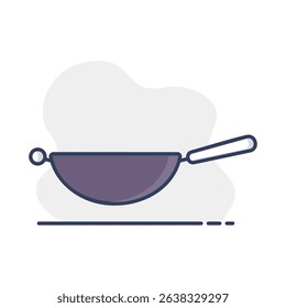 Wok frying pan vector icon. Kitchen appliance. Graph symbol for cooking web site design, logo, app, UI