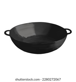 Wok Isolated Hand Drawn Painting Illustration