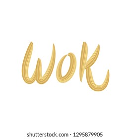 Wok lettering logo design. Vector illustration.