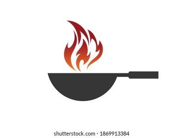 Plantilla de diseño de logotipo de trabajo. Pan de fritura asiático. Ilustración conceptual del restaurante