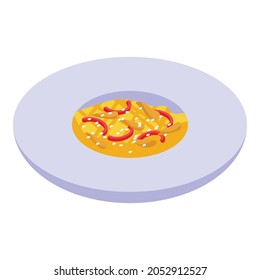 Wok menu plate icon. Isometric of Wok menu plate vector icon for web design isolated on white background