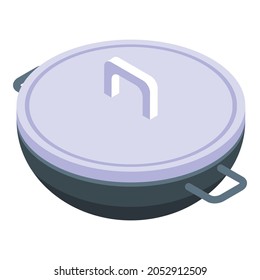 Wok menu pot icon. Isometric of Wok menu pot vector icon for web design isolated on white background