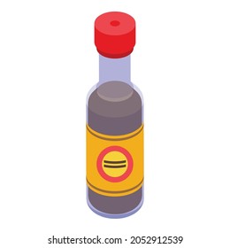 Wok menu sauce bottle icon. Isometric of Wok menu sauce bottle vector icon for web design isolated on white background