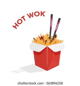 wok, noodles in a box, food packaging