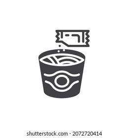 Wok noodles box vector icon. filled flat sign for mobile concept and web design. Takeaway noodles glyph icon. Symbol, logo illustration. Vector graphics
