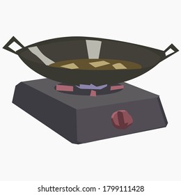 wok on stove vector image with white background
