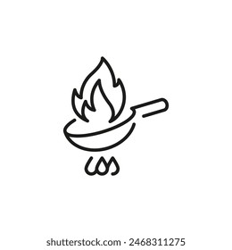 Wok pan with flames icon. Simple wok pan with flames icon for social media, app, and web design. Vector illustration