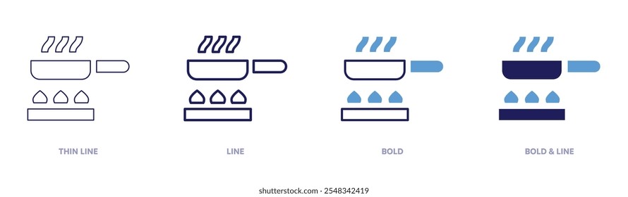 Wok pan icon in 4 different styles. Thin Line, Line, Bold, and Bold Line. Duotone style. Editable stroke.