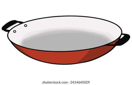 Wok pan non stick kitchen utensil vector illustration