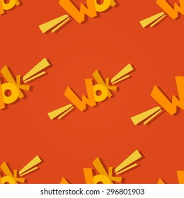 Wok restaurant. Wok logo seamless pattern. Vector background for cover. 