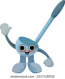 wok spatula mascot wave hand and smile