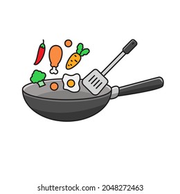 Trabajar con vector de espátula en estilo de dibujos animados aislado en fondo blanco adecuado para la ilustración de la cocina