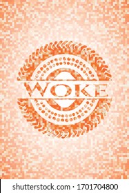 Woke abstract orange mosaic emblem