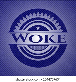 Woke emblem with denim texture