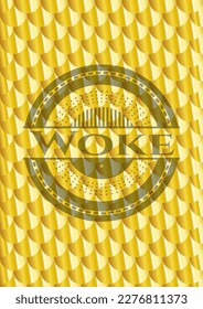 Woke gold emblem. Scales pattern. Vector Illustration. Detailed. 