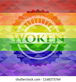 Woken on mosaic background with the colors of the LGBT flag