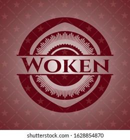 Woken red emblem. Vintage. Vector Illustration. Detailed.