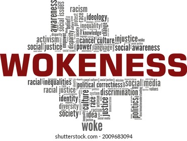 Wokeness vector illustration word cloud isolated on a white background.