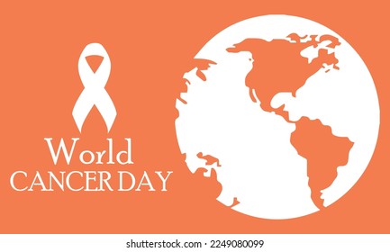 Wold cancer day 2023, Ribbon and wold map vector design, topography  design   