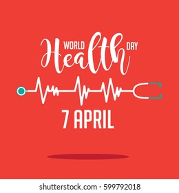 Wold Health Day heartbeat and stethoscope design. In celebration of World Health Day. EPS 10 vector.