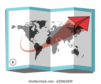 Wold Map And Plane Origami