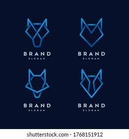 Wolf Abstract Line Logo Template