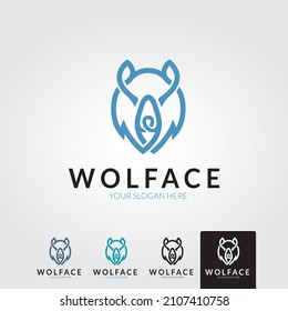 Wolf Abstract template logo design. simple flat style.