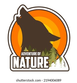 wolf adventure in nature vector illustration