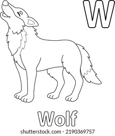 wolf Alphabet ABC Coloring Page W