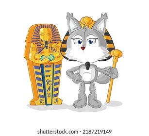 the wolf ancient egypt cartoon. cartoon mascot vector