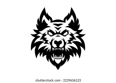 wolf angry black wahite vector logo
