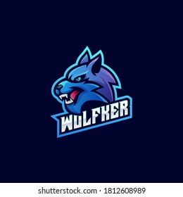 Wolf Angry E Sport Gaming Illustration Vector Logo.