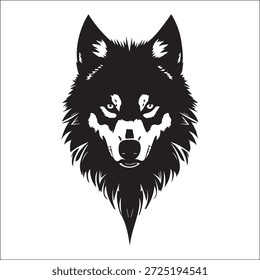 Lobo cara enojada en blanco y negro