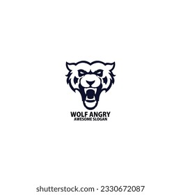 wolf angry logo design line color