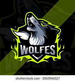 Plantillas de diseño de logotipo de mascota enojada Wolf