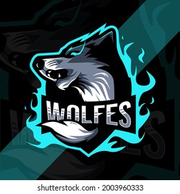 Wolf angry mascot logo design templates