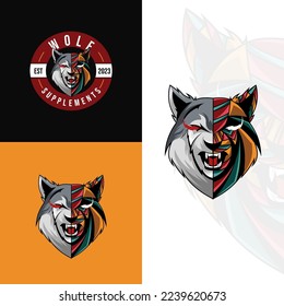 Wolf angry stylized logo design