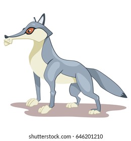 Wolf animal cartoon vector illustration isolated on white background.