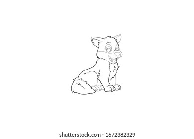 Wolf Animal Cartoon Vector Outline Illustration