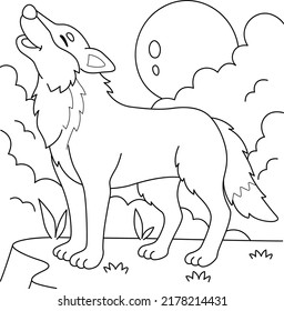 Wolf Animal Coloring Page For Kids