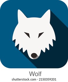 Wolf animal face flat design, vector
