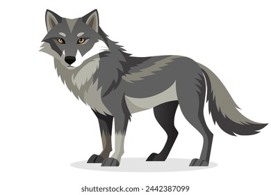 Wolf Animal flat vector illustration on white background.