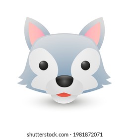 Wolf Animal Forest Emoji Illustration Face Vector Design Art. Head Icon Clip Art Style.