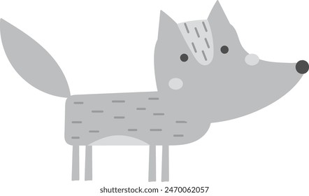 Ilustración vectorial dibujada a mano de animal lobo