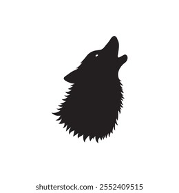 Wolf Animal Head Front Face Silhouette Arte vectorial Flat Design