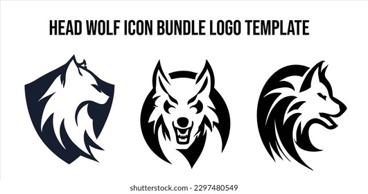 diseño de conjunto de ilustraciones de iconos de cabeza de animal lobo. plantilla de conjunto de logotipos de lobos